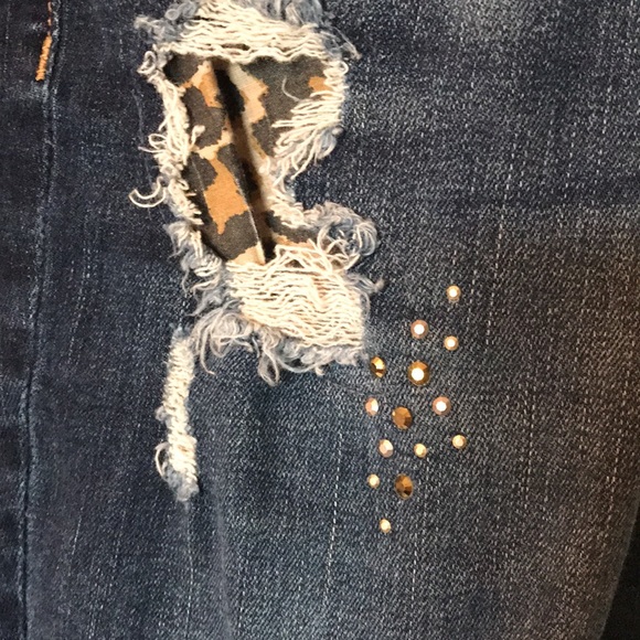 Chico’s sz 2 Holy Jegging Jeans w/leopard 14 - Picture 5 of 8